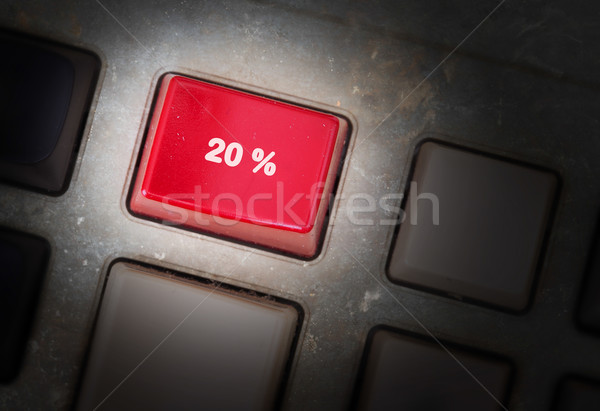 Stock photo: Red button on a dirty old panel