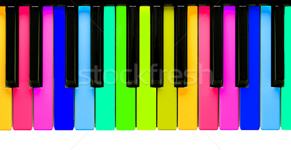 Rainbow tasti del pianoforte isolato bianco chiave nero Foto d'archivio © michaklootwijk