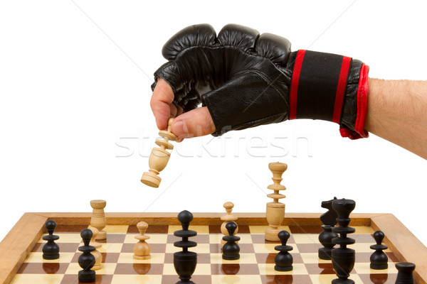 Playing chess in freefight gloves, isolated Stock photo © michaklootwijk