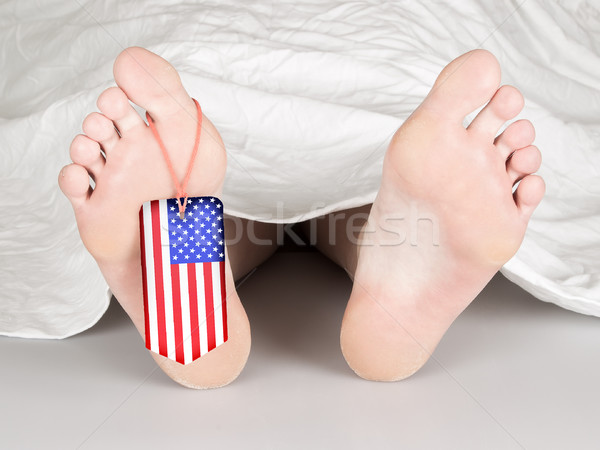 USA flag tag on the foot Stock photo © michaklootwijk