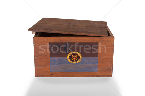 Holz Kiste isoliert weiß Präsidentschaftswahlen Siegel Stock foto © michaklootwijk