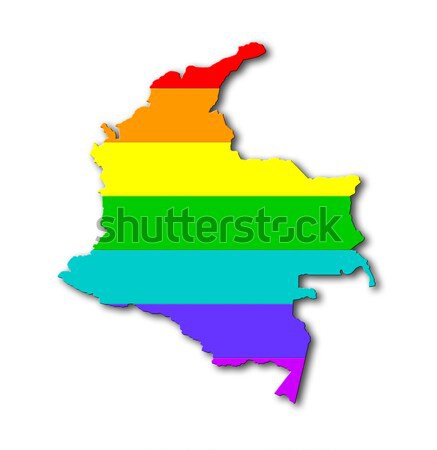 Colômbia arco-íris bandeira padrão mapa viajar Foto stock © michaklootwijk
