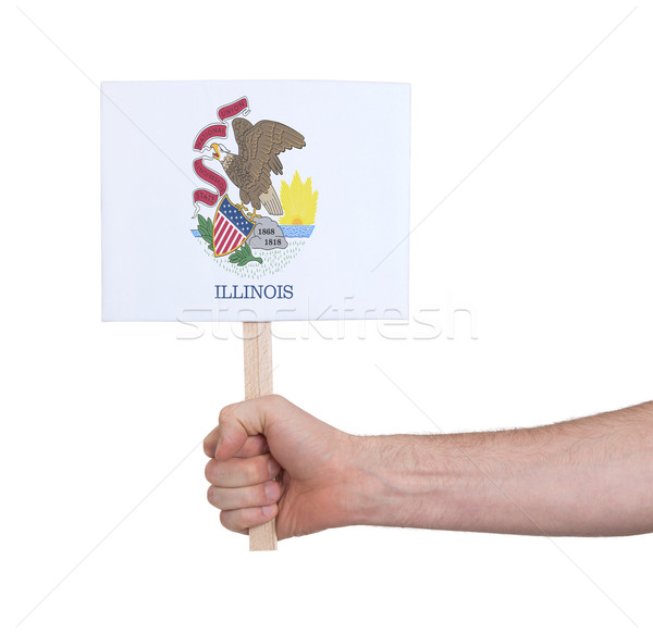 Hand holding small card - Flag of Illinois Stock photo © michaklootwijk