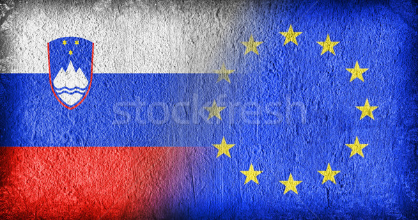 Szlovénia EU zászlók festett repedt beton Stock fotó © michaklootwijk