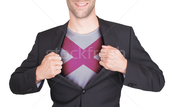 Businessman opening suit to reveal shirt with state flag Stock photo © michaklootwijk
