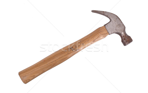 Stock foto: Metall · Hammer · Holz · Griff · isoliert · weiß