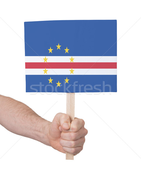 Hand holding small card - Flag of Cape Verde Stock photo © michaklootwijk