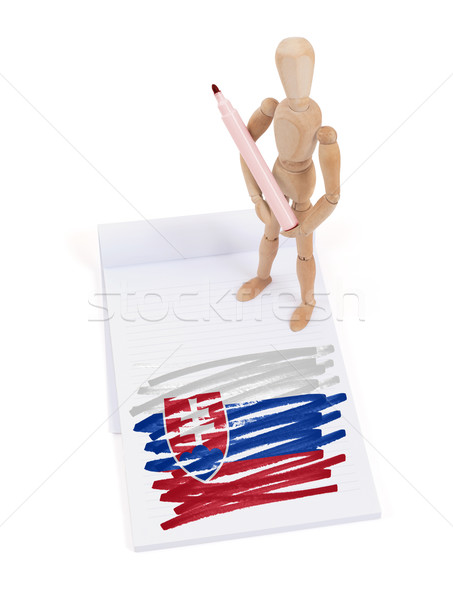 Houten etalagepop tekening Slowakije vlag papier Stockfoto © michaklootwijk