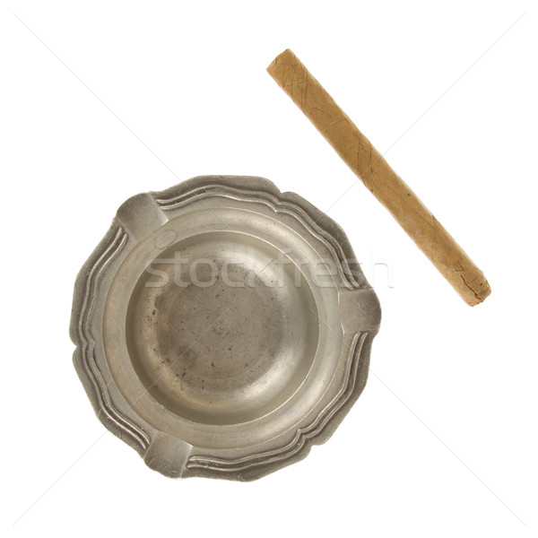 Unused large cigar with an old tin ashtray Stock photo © michaklootwijk