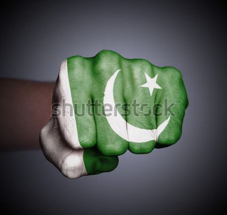 Fronte view pugno banner Pakistan mano Foto d'archivio © michaklootwijk