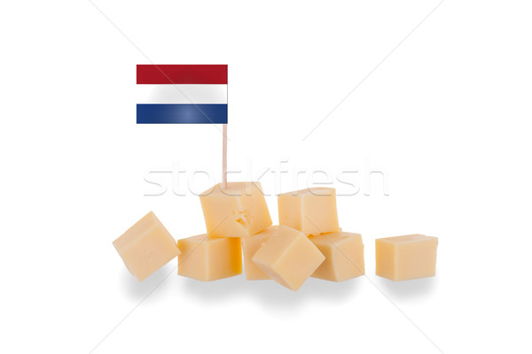 Piezas queso aislado blanco bandera Países Bajos Foto stock © michaklootwijk