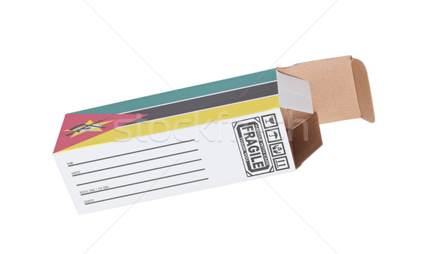 Export termék Mozambik kinyitott papír doboz Stock fotó © michaklootwijk
