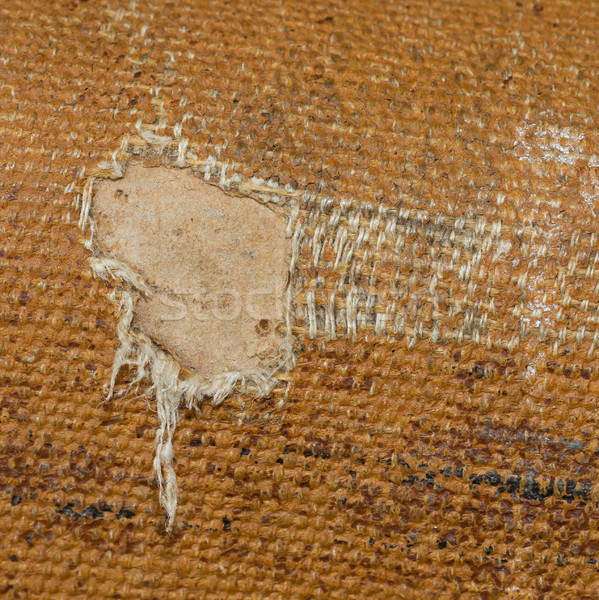 Stock photo: Detail (damage) of an old canvas suitcase, close-up