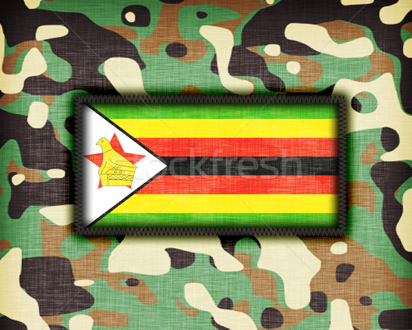 Kamuflaż uniform Zimbabwe banderą streszczenie zielone Zdjęcia stock © michaklootwijk