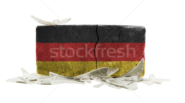 Ziegel Glasscherben Gewalt Flagge Deutschland Wand Stock foto © michaklootwijk