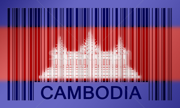 Barcode Flagge Kambodscha gemalt Oberfläche Design Stock foto © michaklootwijk