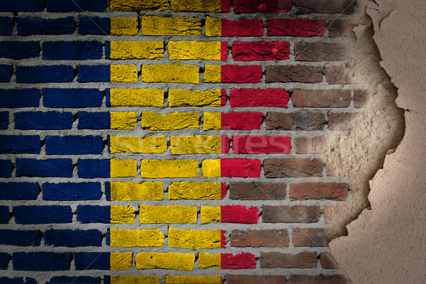 Oscuro pared de ladrillo yeso Rumania textura bandera Foto stock © michaklootwijk