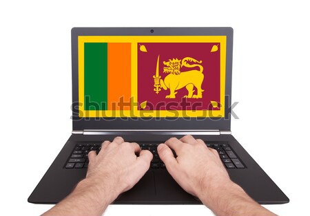 Ręce pracy laptop Bhutan ekranu Zdjęcia stock © michaklootwijk