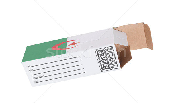 Foto stock: Exportar · produto · Argélia · papel · caixa