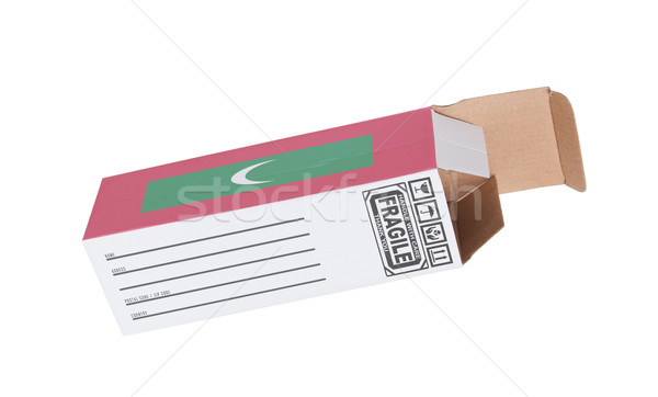 Export termék Maldív-szigetek kinyitott papír doboz Stock fotó © michaklootwijk