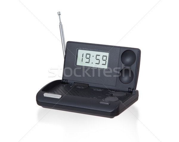 Stock photo: Old digital radio alarm clock isolated on white