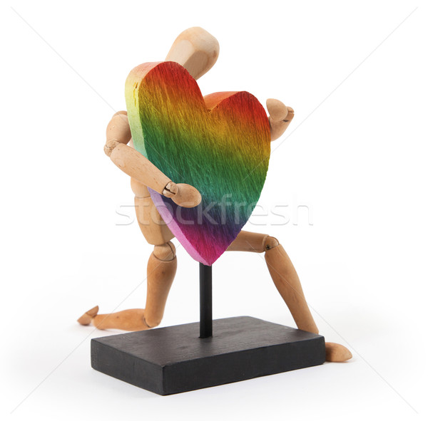 Wooden mannequin with a big heart Stock photo © michaklootwijk