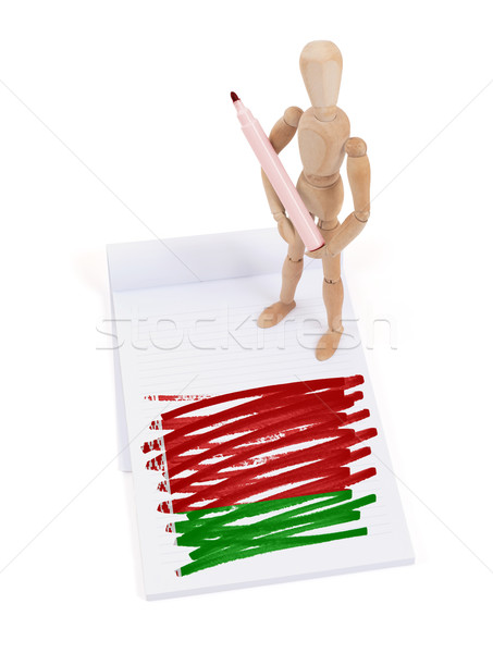 Stock photo: Wooden mannequin made a drawing - Belarus