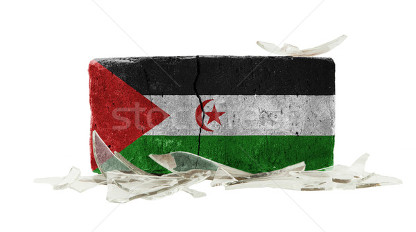 Ladrillo vidrios rotos violencia bandera occidental sáhara Foto stock © michaklootwijk