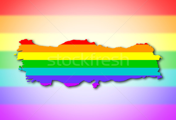 Turquia arco-íris bandeira padrão mapa viajar Foto stock © michaklootwijk