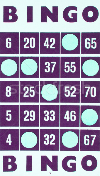 Paars bingo kaart geïsoleerd gebruikt witte Stockfoto © michaklootwijk