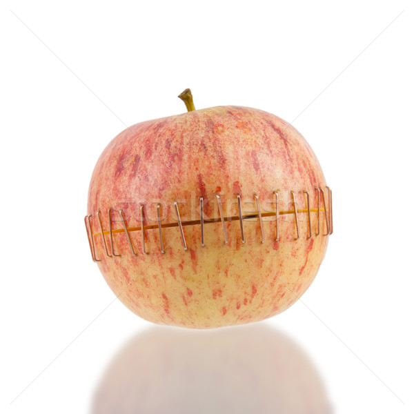 Szeletel alma sárgaréz gyümölcs egészség piros Stock fotó © michaklootwijk