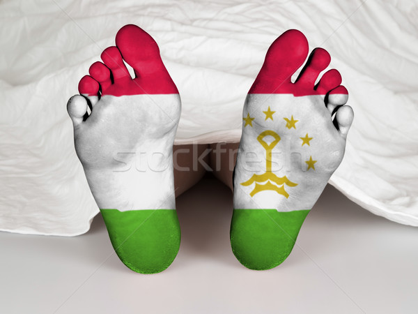 Foto stock: Pé · bandeira · adormecido · morte · Tajiquistão · mulher