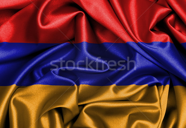 Satyna banderą trójwymiarowy oddać Armenia tle Zdjęcia stock © michaklootwijk