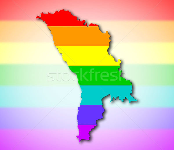 Moldávia arco-íris bandeira padrão mapa viajar Foto stock © michaklootwijk