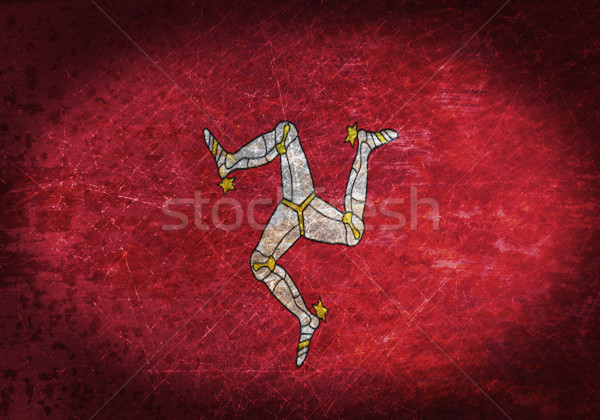 Stock photo: Old rusty metal sign with a flag