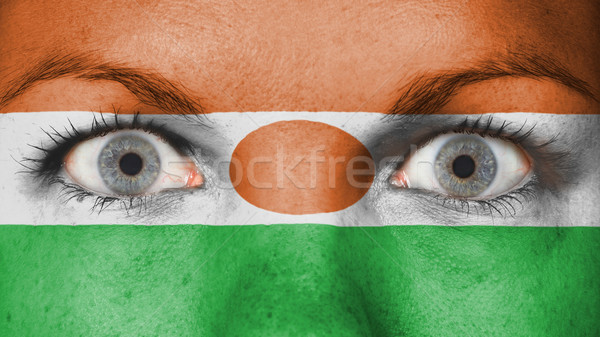 глазах флаг окрашенный лице Нигер Сток-фото © michaklootwijk
