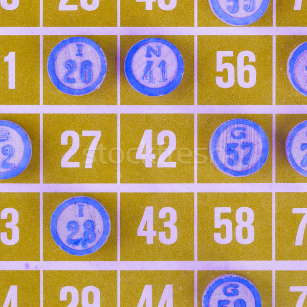 Gelb Bingo Karte isoliert benutzt weiß Stock foto © michaklootwijk