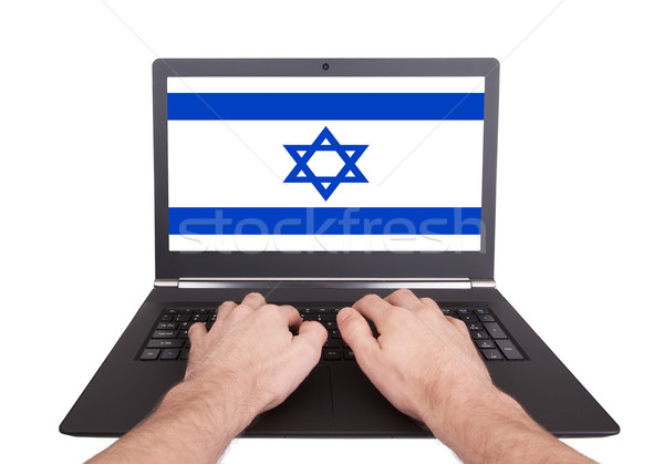 Handen werken laptop Israël tonen scherm Stockfoto © michaklootwijk