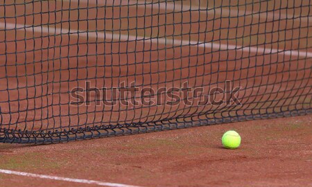 Pietris teren de tenis minge de tenis net primăvară sportiv Imagine de stoc © michaklootwijk
