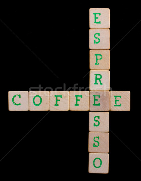 Green letters on old wooden blocks (coffee, espresso) Stock photo © michaklootwijk