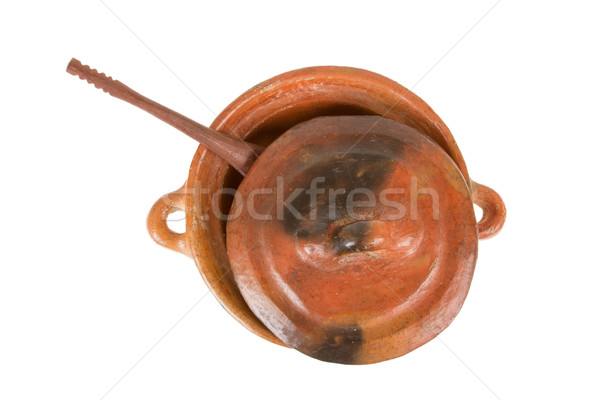 Close up view of traditional clay earthenware isolated Stock photo © michaklootwijk