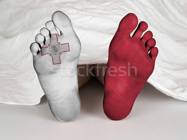 Pies bandera dormir muerte Malta signo Foto stock © michaklootwijk