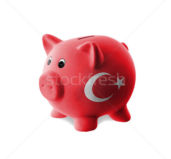 Keramische spaarvarken schilderij vlag Turkije geld Stockfoto © michaklootwijk