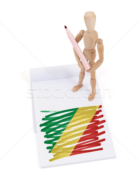 Fából készült próbababa rajz Kongó zászló papír Stock fotó © michaklootwijk