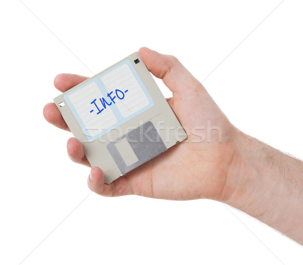 Disc trecut izolat alb mână tehnologie Imagine de stoc © michaklootwijk