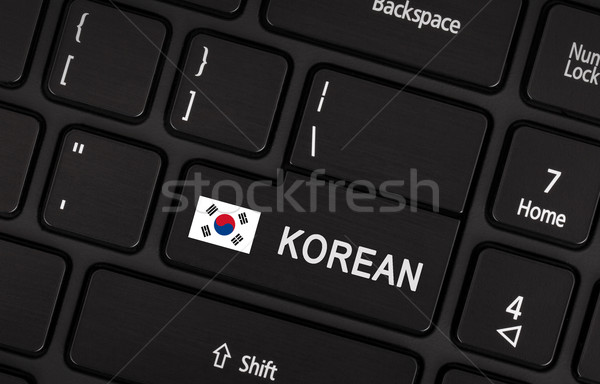 Botão bandeira Coréia do Sul linguagem aprendizagem Foto stock © michaklootwijk
