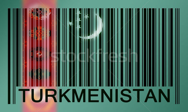 Código de barras bandeira Turcomenistão pintado superfície projeto Foto stock © michaklootwijk
