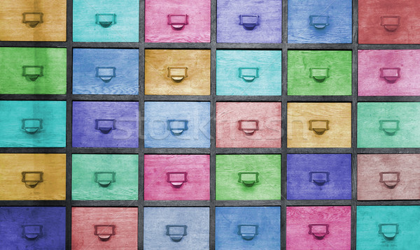 Ahşap göğüs renkli çekmeceler 30 tıbbi Stok fotoğraf © michaklootwijk
