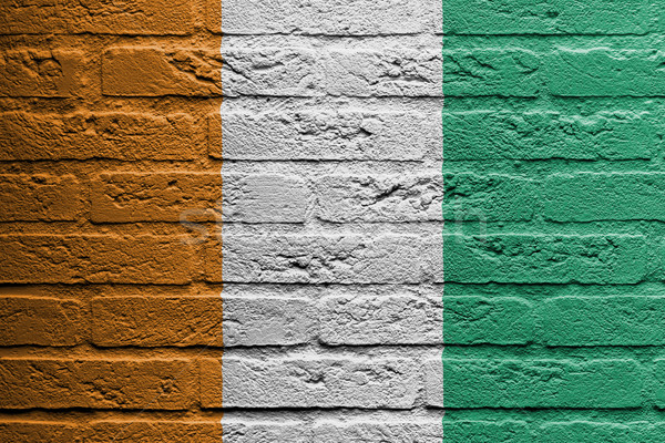 Brick wall with a painting of a flag, Ivory Coast Stock photo © michaklootwijk