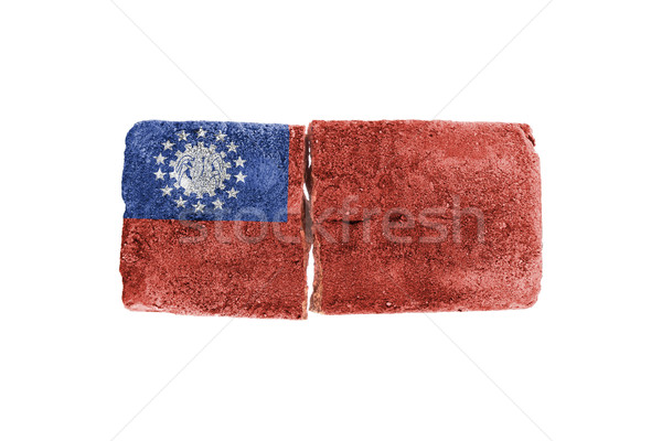 Grezzo rotto mattone isolato bianco bandiera Foto d'archivio © michaklootwijk